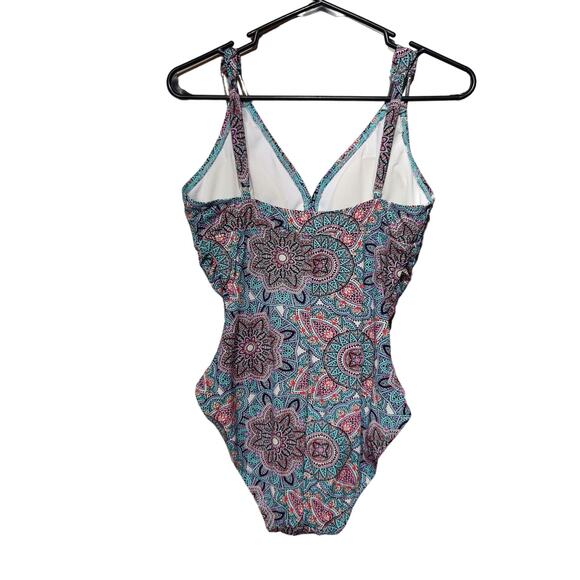 Assets by Spanx Women's Sz M Medallion Print Buckle One Piece Slimming Swimsuit - Picture 6 of 6